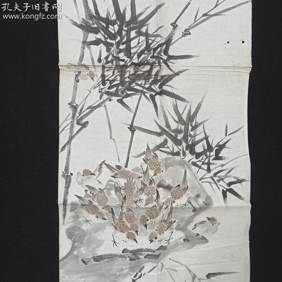 民国时期 镇江画家 杨天鸟 时七十三岁作水墨花鸟画《十八学士祝寿图