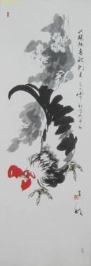朱焰 鸡 夏国画