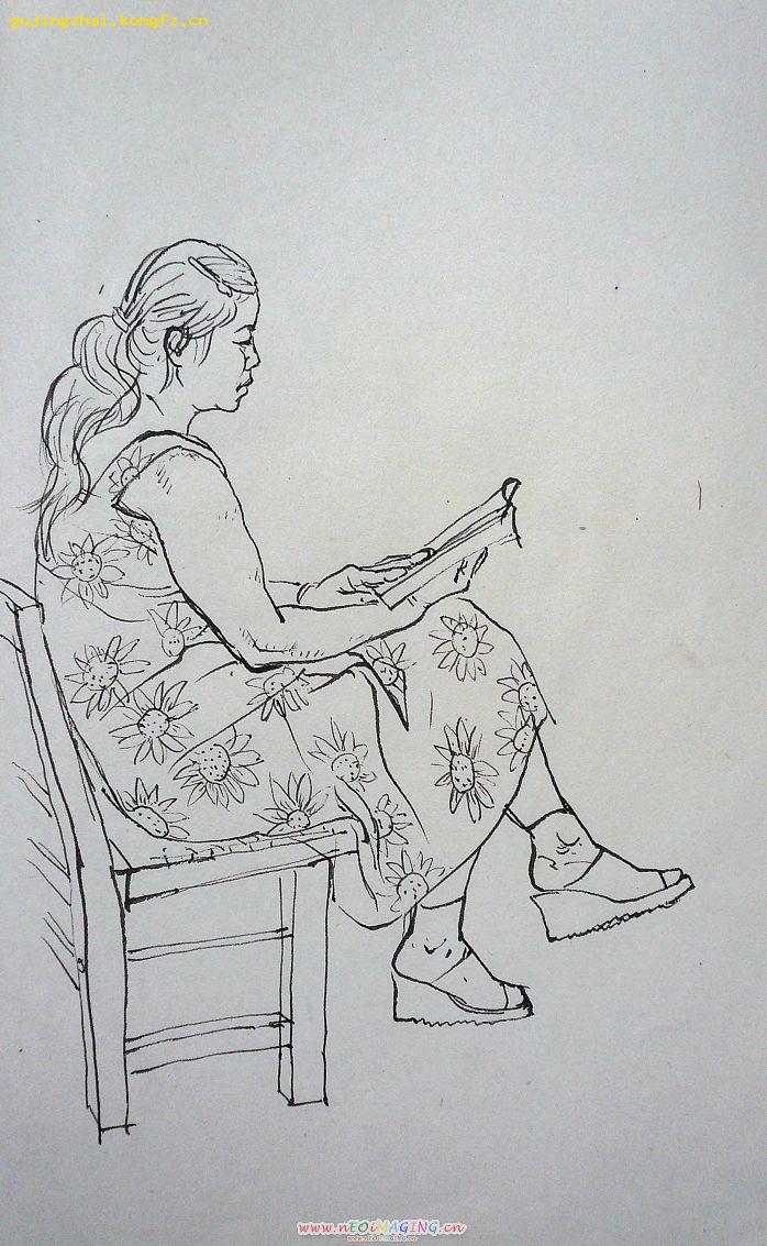 《看书的女子》速写