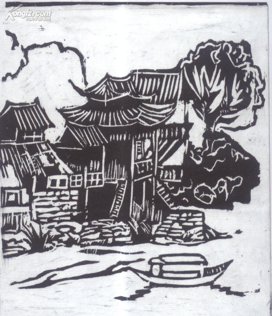 乡村风景木刻版画187x156cm23四川教育学院学生作品