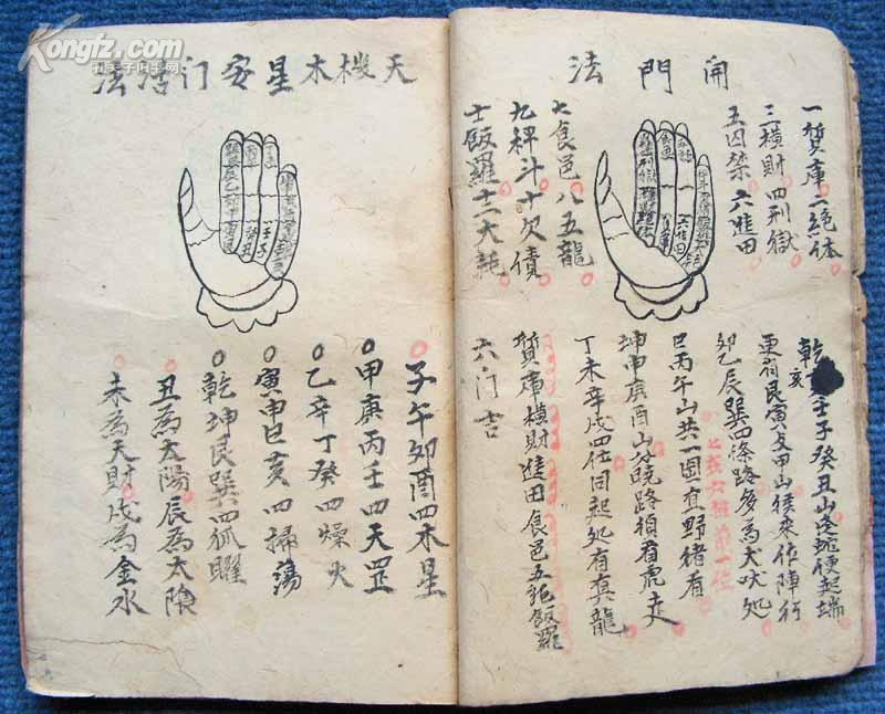 玄学秘本图说清代看相算命秘笈先天掌诀全1册形象生动易学罕见