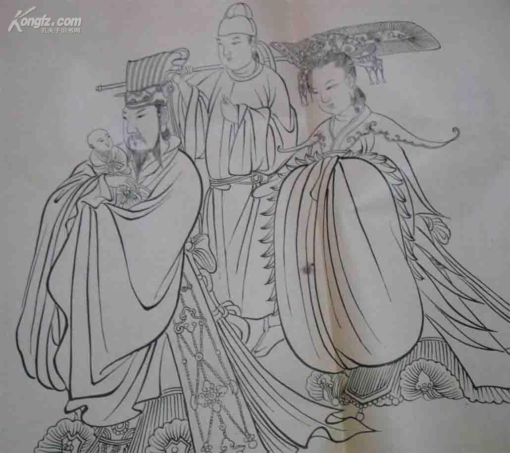 古代人物画线临摹描稿大画册里面4开