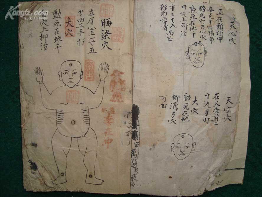 清代写绘秘本  江西" 五百 钱"《点穴66图法》(全1册)