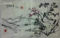 李兰芝绘画作品：“ 竹梅迎春”   尺寸：33*52 厘米 左右