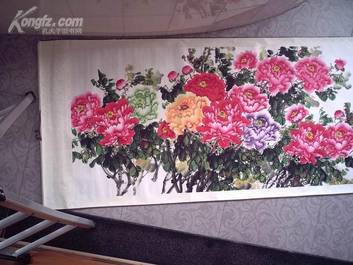 桂林画家王启恒巨幅牡丹 330/92cm