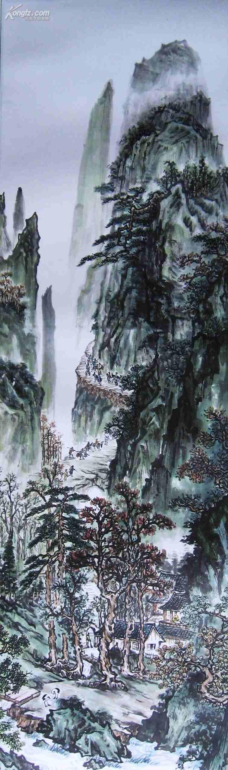 长34宽114厘米x4条 保证手工绘画 绘画人物栩栩如生 绘画山水远山近水