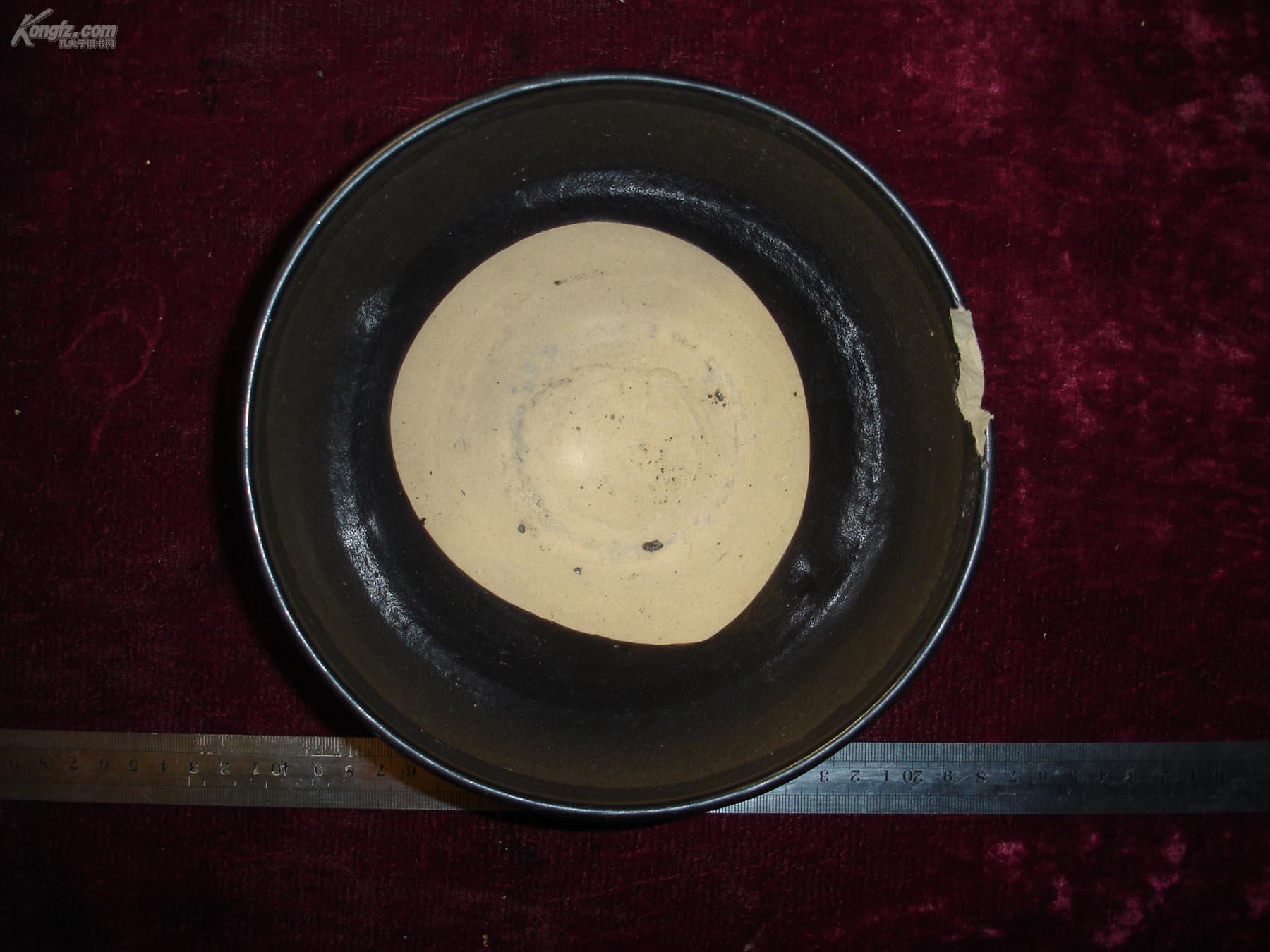 元明,特大号黑釉大碗,碗沿有伤,包老包真