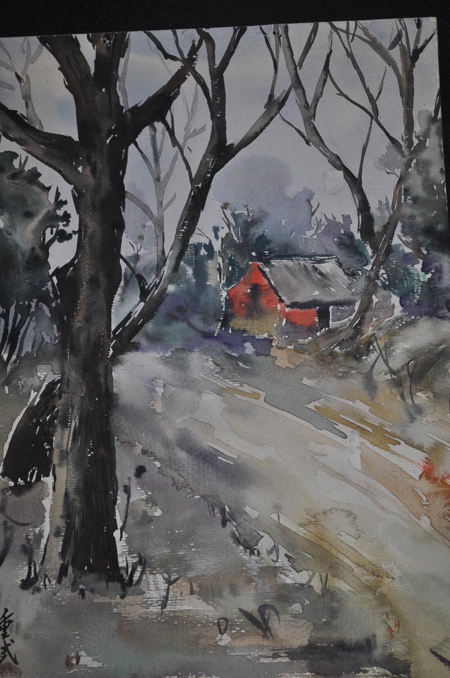 当代四川著名水彩画家陈重武风景水彩画39x27cm