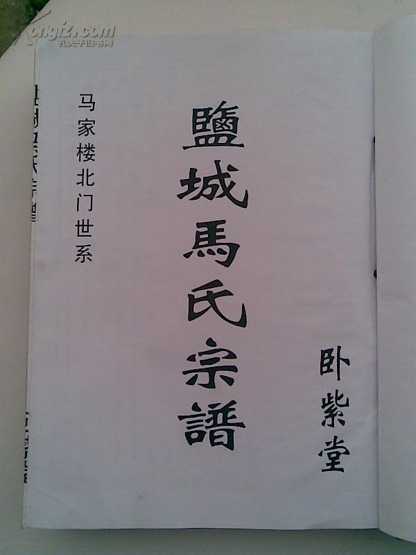 提供资料信息服务马氏族谱卧紫堂盐城马家楼北门支16开398页2008年