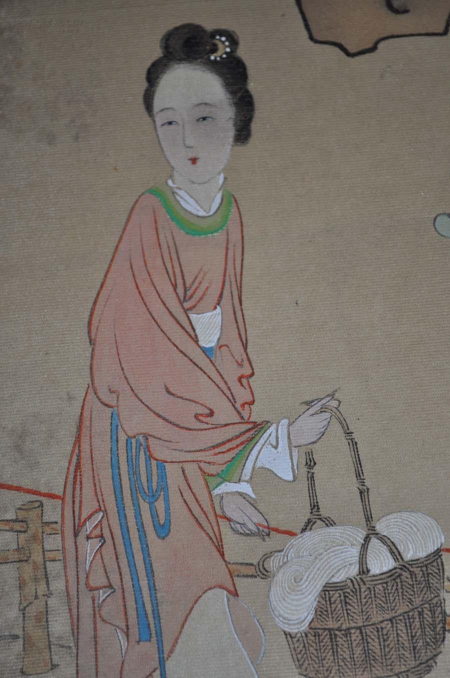 【莲溪】西施浣纱图 板绫画面 画心 36x29cm