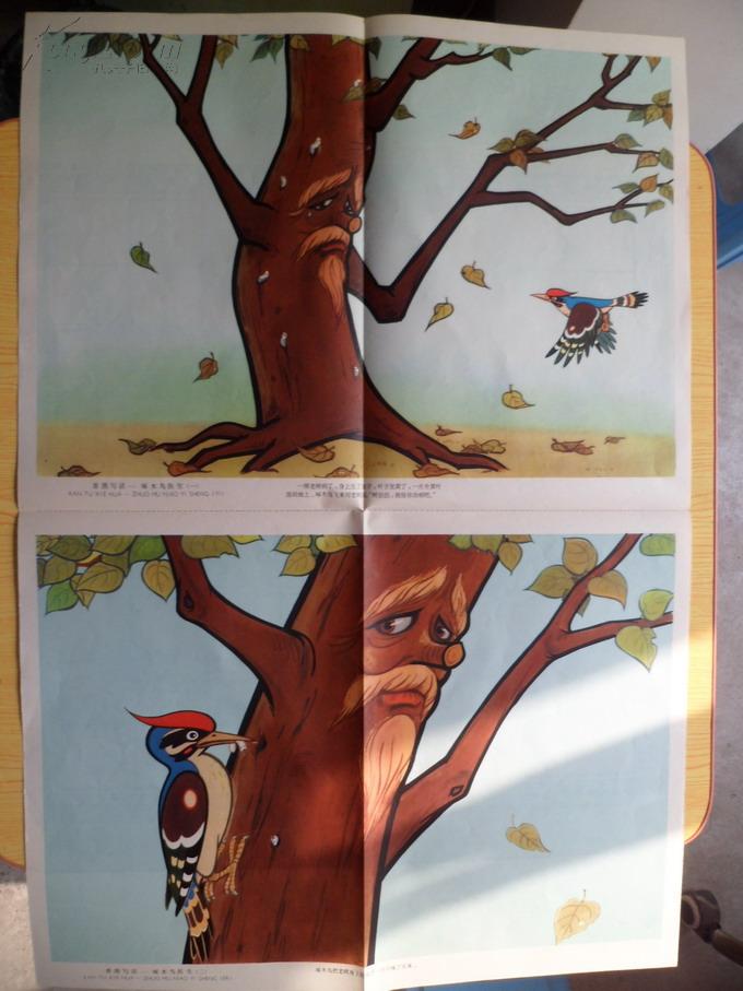 看图写话啄木鸟医生2开2张一套1979年1版1印