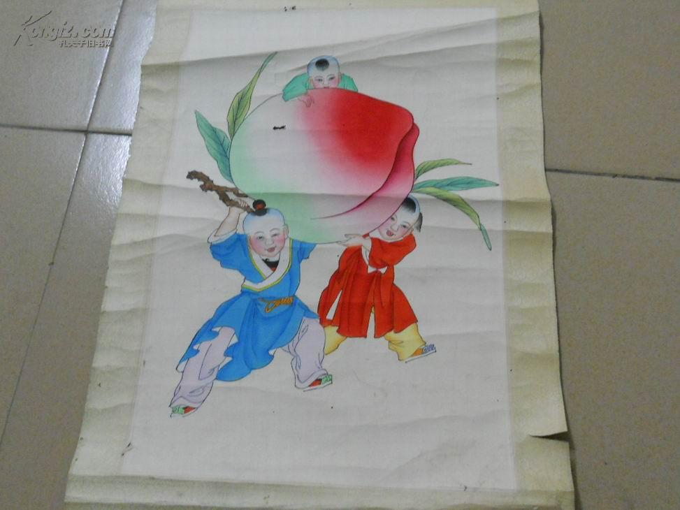 a70640天津杨柳青画社水印画蟠桃献寿一幅尺寸36x24cm