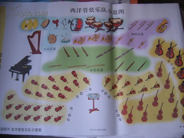 初中音乐教学挂图(乐器图38):西洋管弦