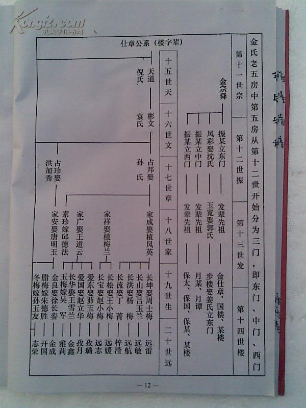 金氏宗谱[鸿文堂]盐城五房支 16开 47页 2007年10月修 复印本