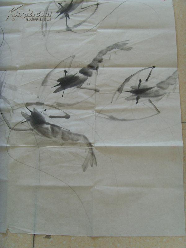 吕永福墨痴大师画虾趣图16868北京陶然画院副院长中国画研究社研究员