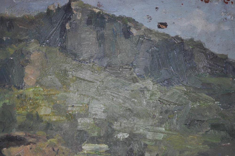 著名油画家全山石签名版面风景油画