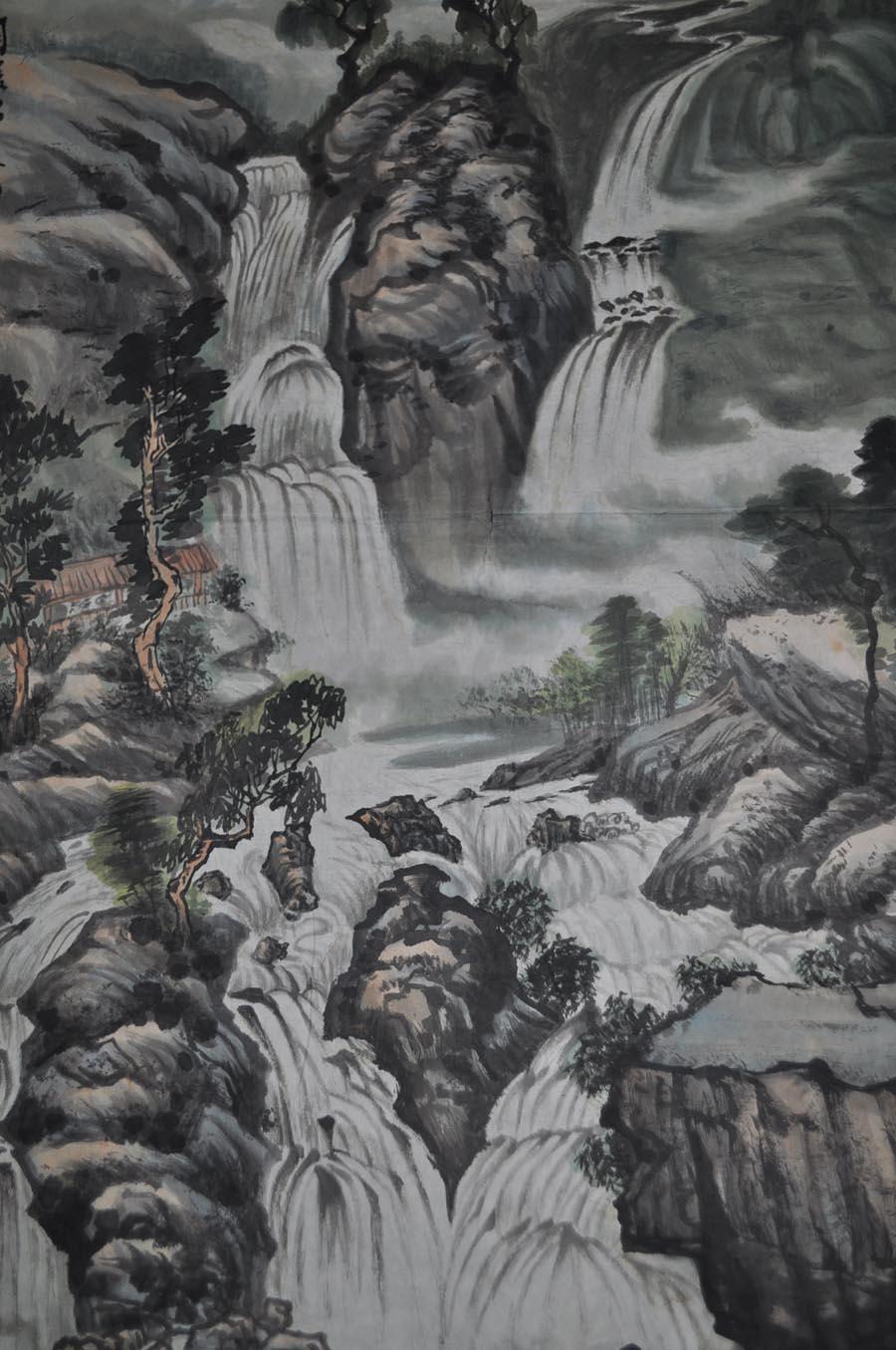 著名画家胡振郎山水镜片三