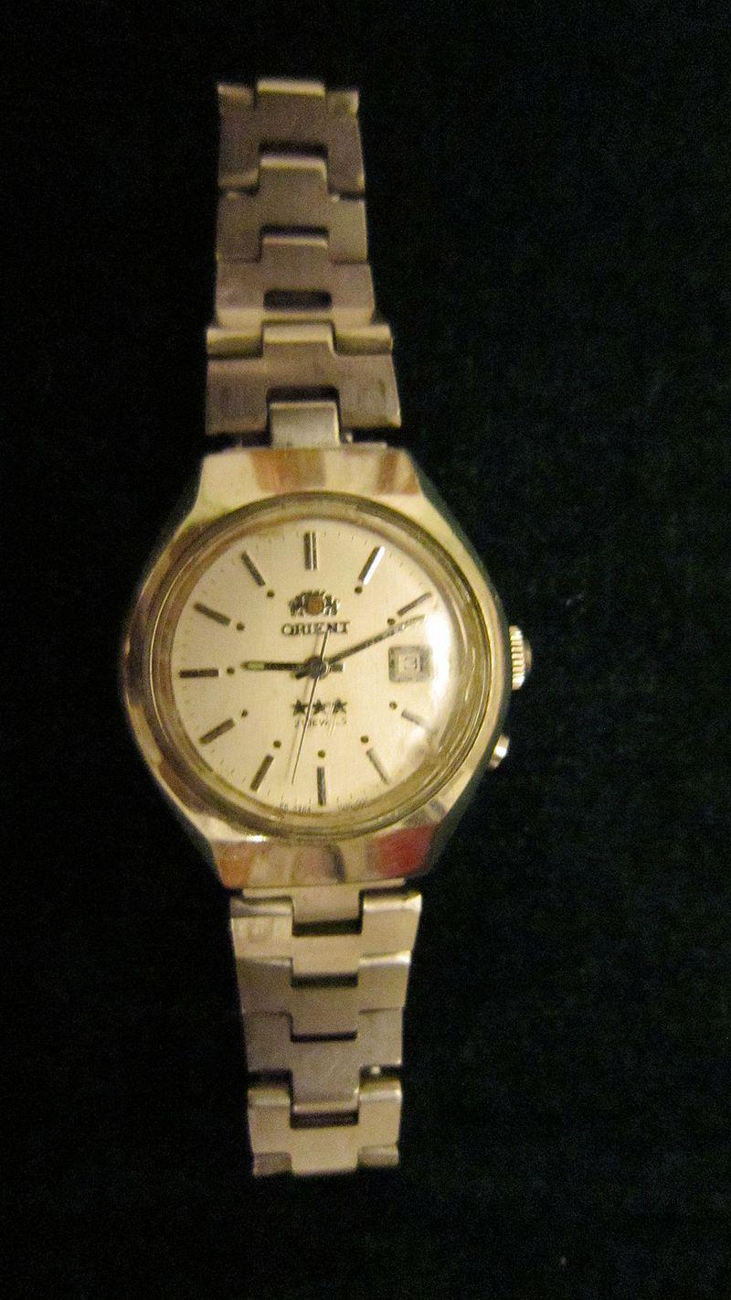 *精品*原装日本老双狮orient女士全自动机械日历表*全钢古董二手表*