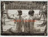 德国艺术家“ Adolf Schinnerer ”蚀刻藏书票—《裸体夫妇》 1909