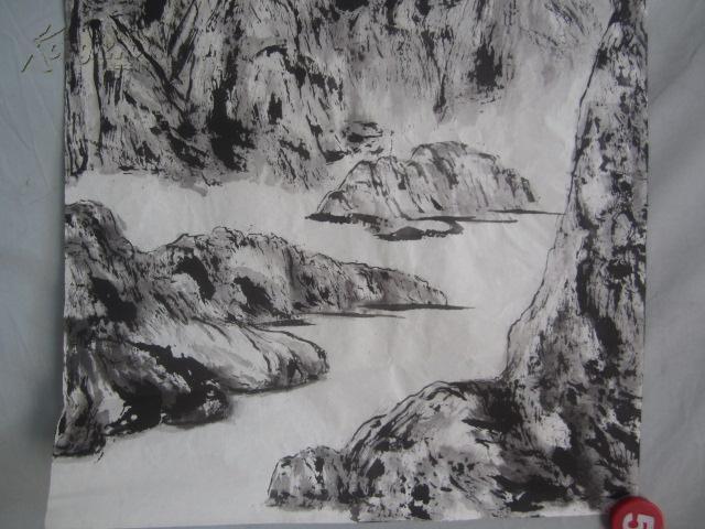 水墨山水 国画一幅 45*34厘米