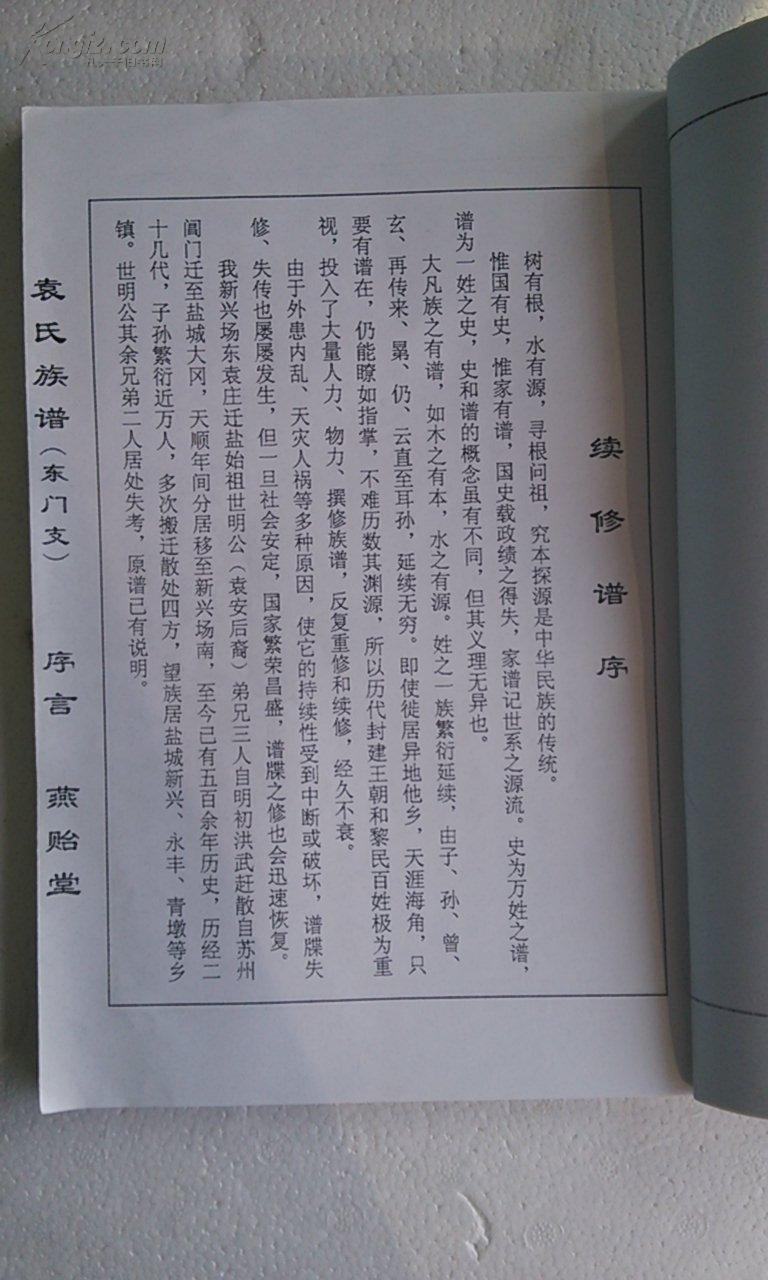 复印件袁氏族谱汝南郡燕贻堂袁家庄东门支16开66页2005年版本