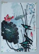 AZY010631四川省美术家协会会员，画家 赖贤隆 设色国画《清荷飘香》 一件(69*49cm，约3平尺)