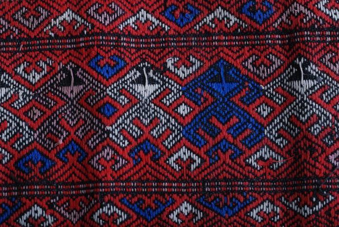 中国纺织活化石海南黎族古董老黎锦筒裙人形纹3