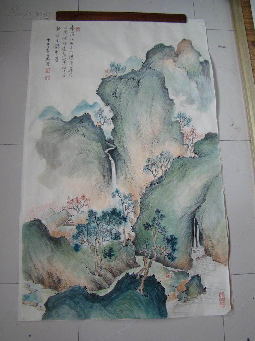 春山伴侣图国画手绘真迹周建刚画