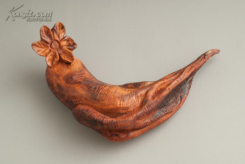 正宗海南黄花梨海黄鬼纹鬼眼人参雕件木艺木雕摆件送礼收藏佳品