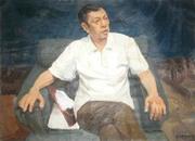 著名教授布面人物油画《男坐像》—【低价拍售完为止】油画作品（*U-WPQBS）