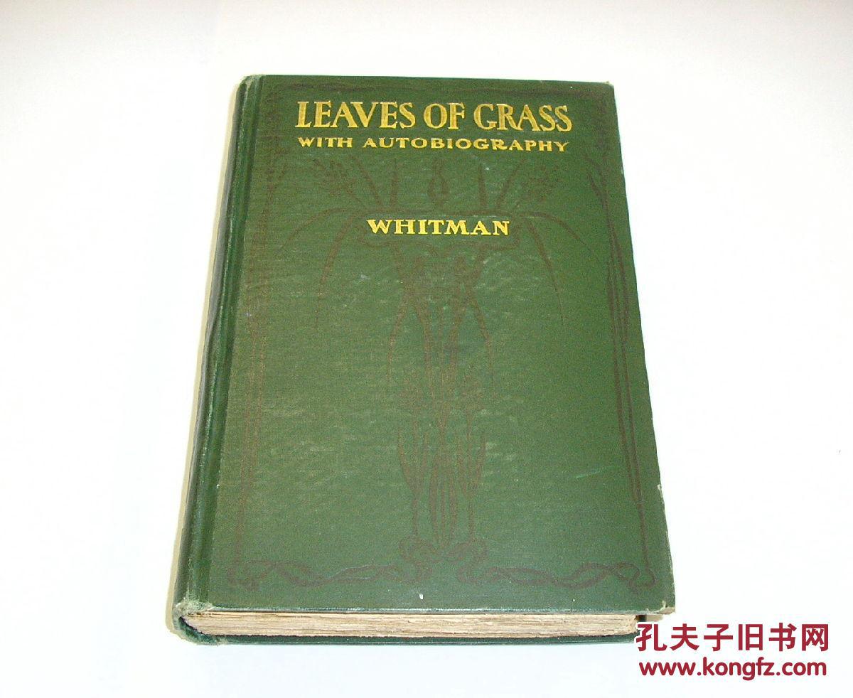 名著,1900美国出版,美国伟大诗人惠特曼作品《草叶集》24开精装496页