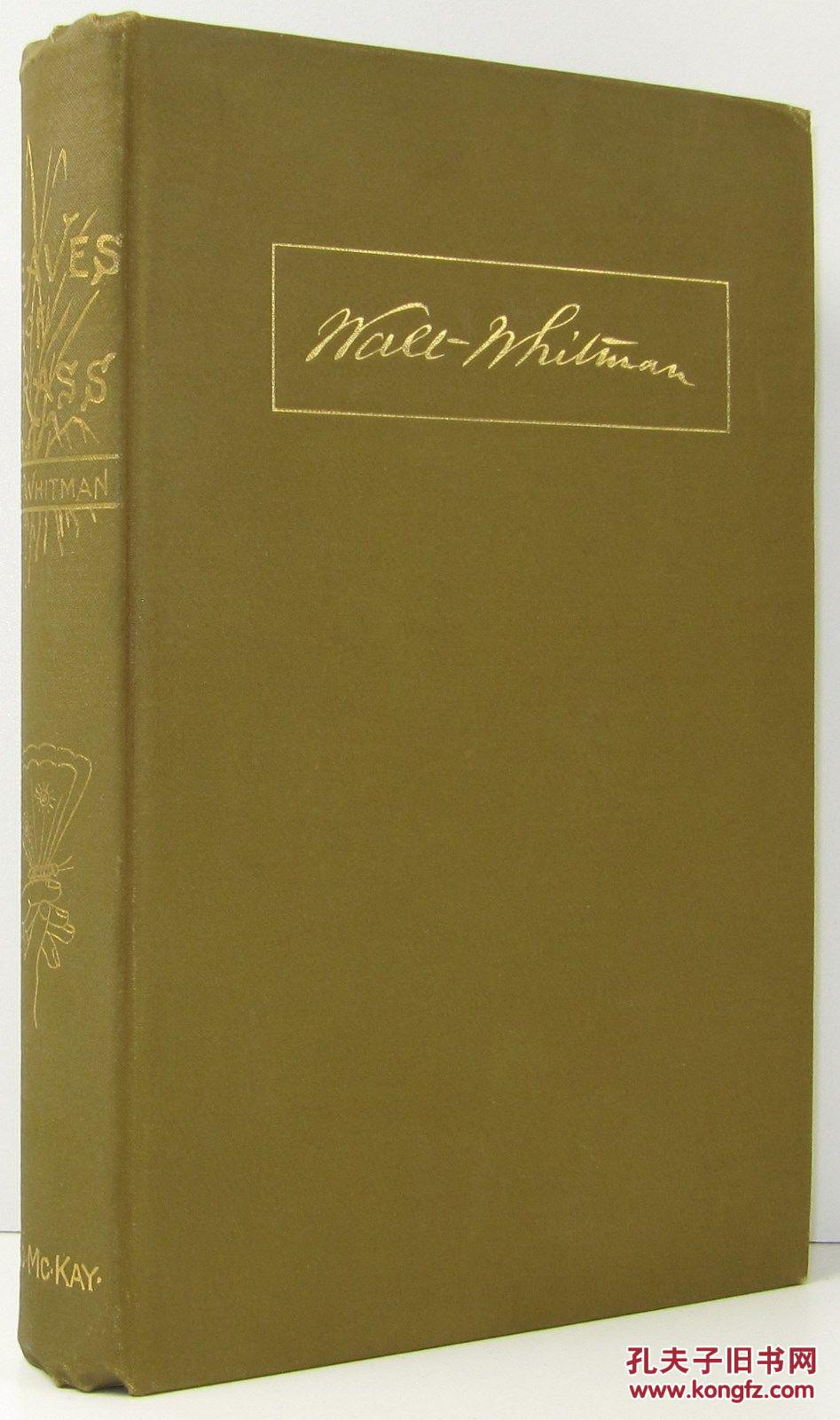 美国伟大诗人惠特曼作品,1884美国出版,《草叶集》24开精装382页