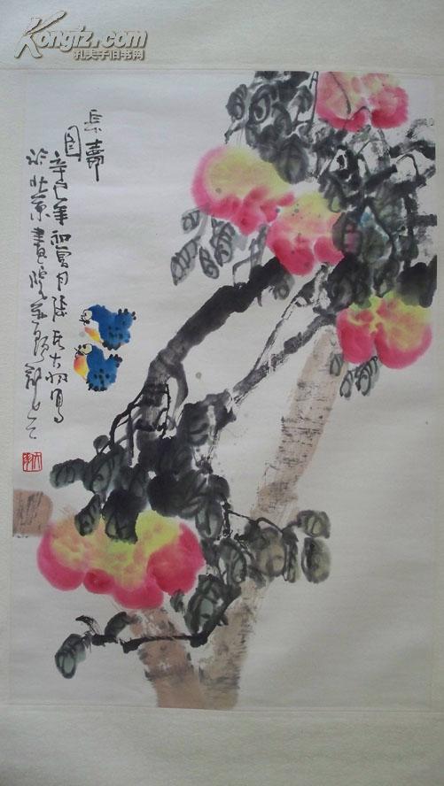 国家一级美术师,北京画院专业画家张大羽"长寿图"彩墨画