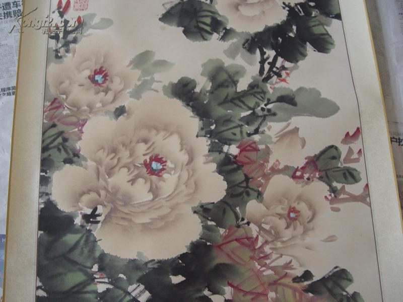 洛阳画院院长,著名画家郭亚修牡丹图,画芯4平尺