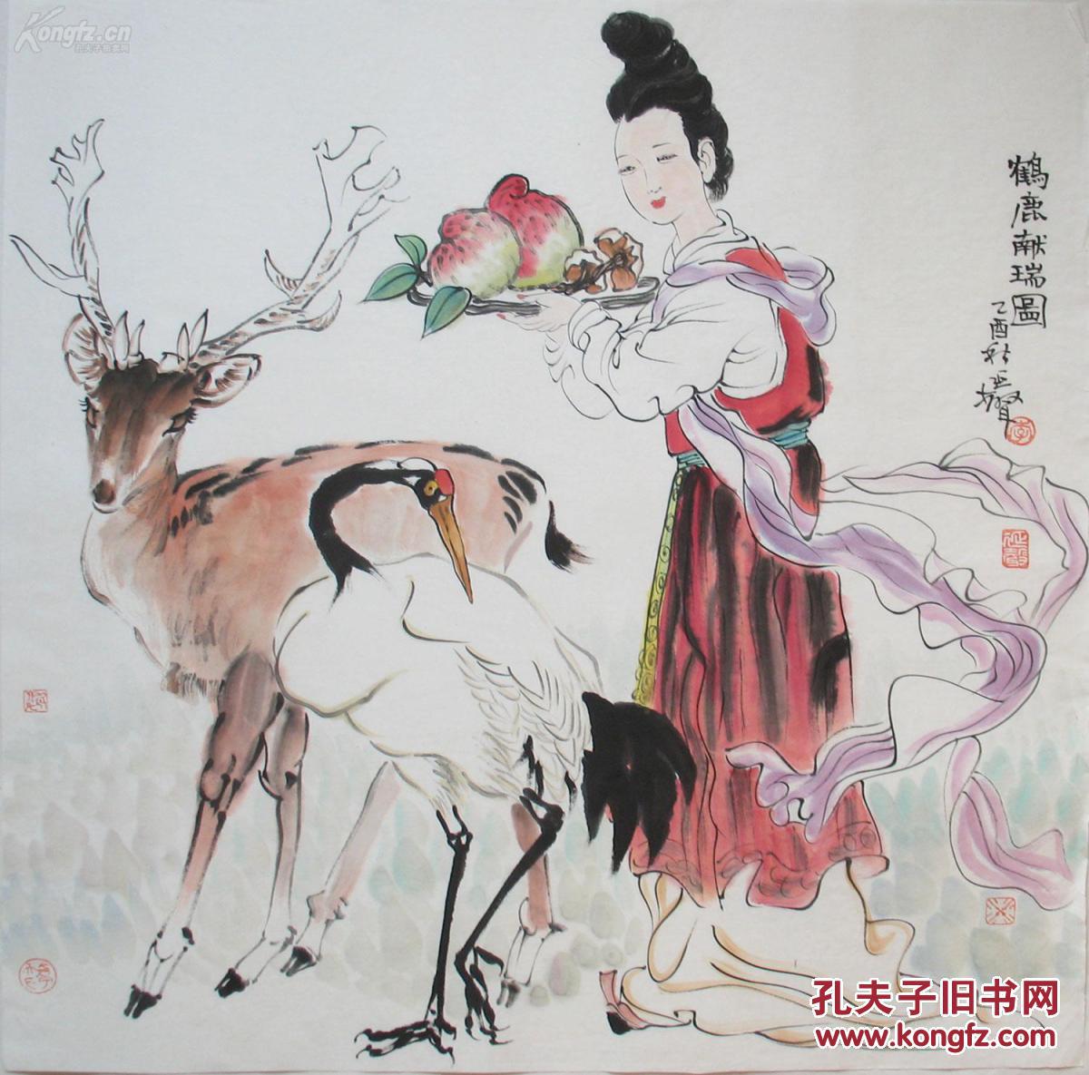 名家字画李延声中国美协理事美协会员人物写意尺寸66x67cm