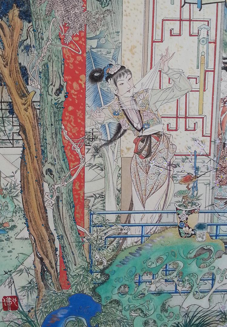 胡也佛民国时画仕女图镜心真迹