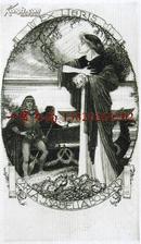 瑞士艺术家“Alfred Soder  (1880-1957)”蚀刻藏书票—《等候美女上船的王子》1918