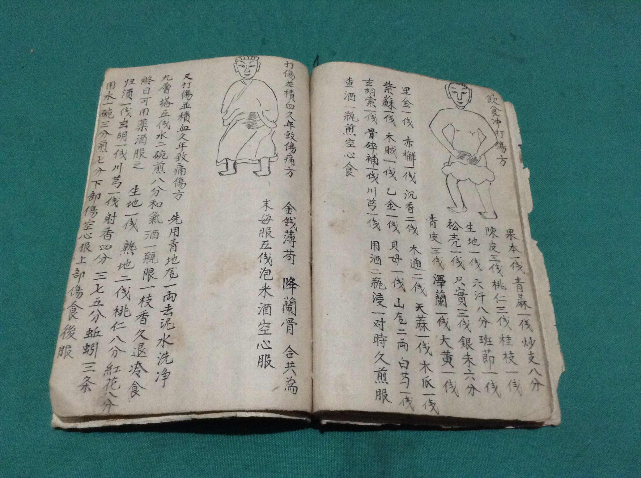 手抄本白鹤仙师祖传百岁年个步标名十二时辰药方接筋验方接骨验方内附