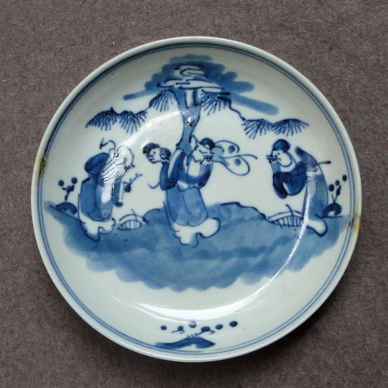 清光绪玉字款青花山水人物大盘