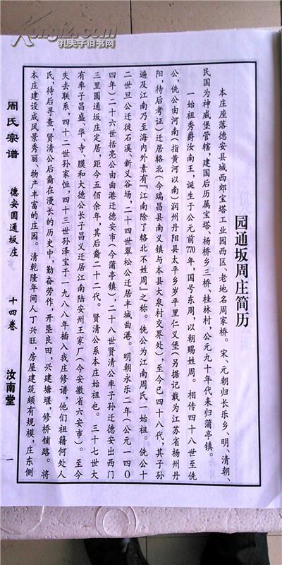 周氏宗谱【汝南堂】德安 九江 瑞昌支 (第十四卷) 大16开 精装 812页