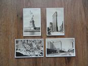 民国期间美国印制的城市风景摄影明信片4张合售 9品全空白页 有自由女神像  包快递