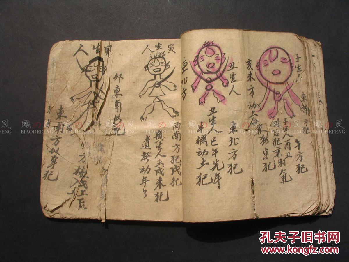 手绘人像画符书 民间打小人 念咒 手抄本 命理 少见