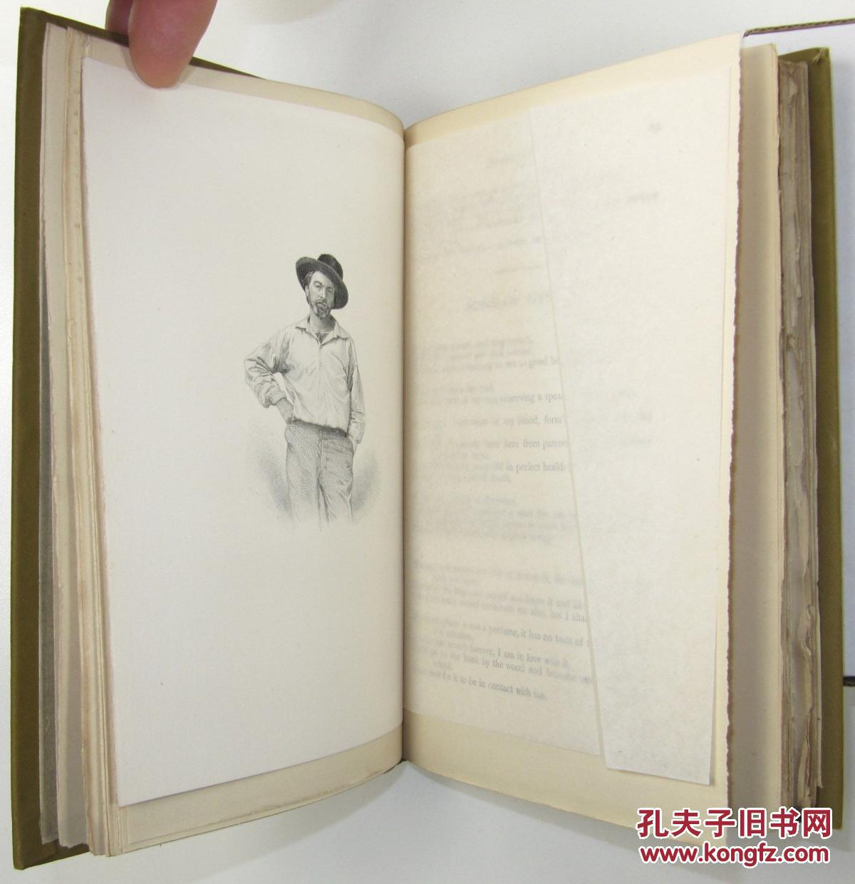 美国伟大诗人惠特曼作品,1884美国出版,《草叶集》24开精装382页