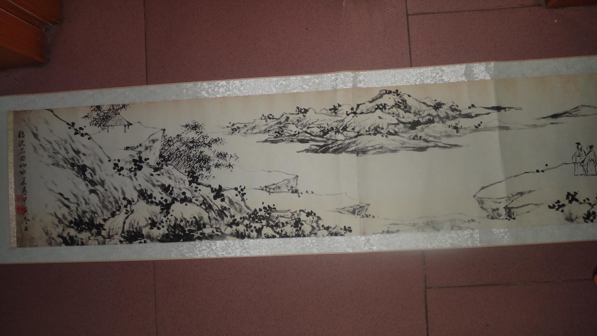 晚清民国,山水画长卷一幅,近十米长,印,款不认识,请自鉴_孔夫子旧书网