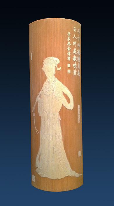 【金大师留青竹刻作品】吹箫仕女 编号y551