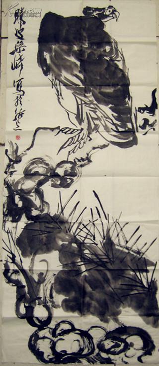天津老画家梁琦画,松鹰