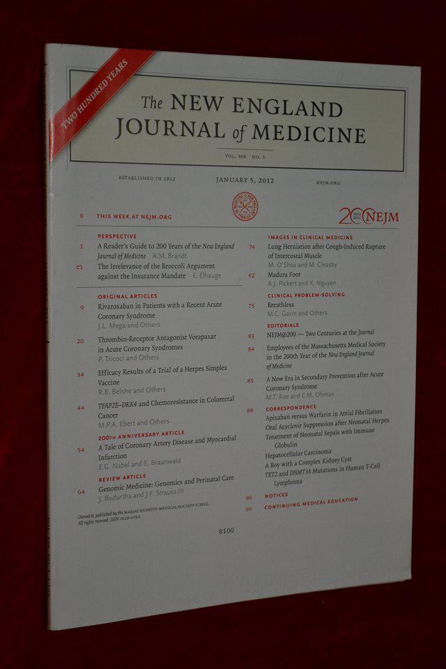 the new england journal of medicine 2012/01/05 新英格兰医学杂志