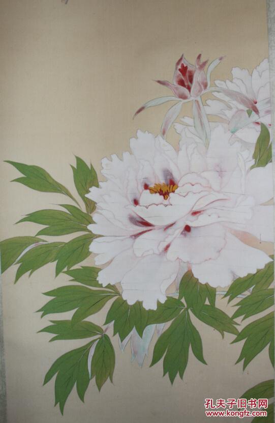 岭南名家近代著名画家广东韶关人张韶石牡丹小鸟绢本立轴绢质金黄包浆