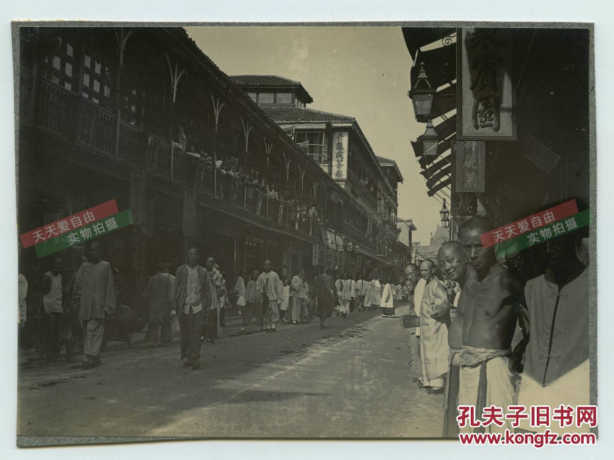 清代上海青莲阁茶楼与繁华马路街景