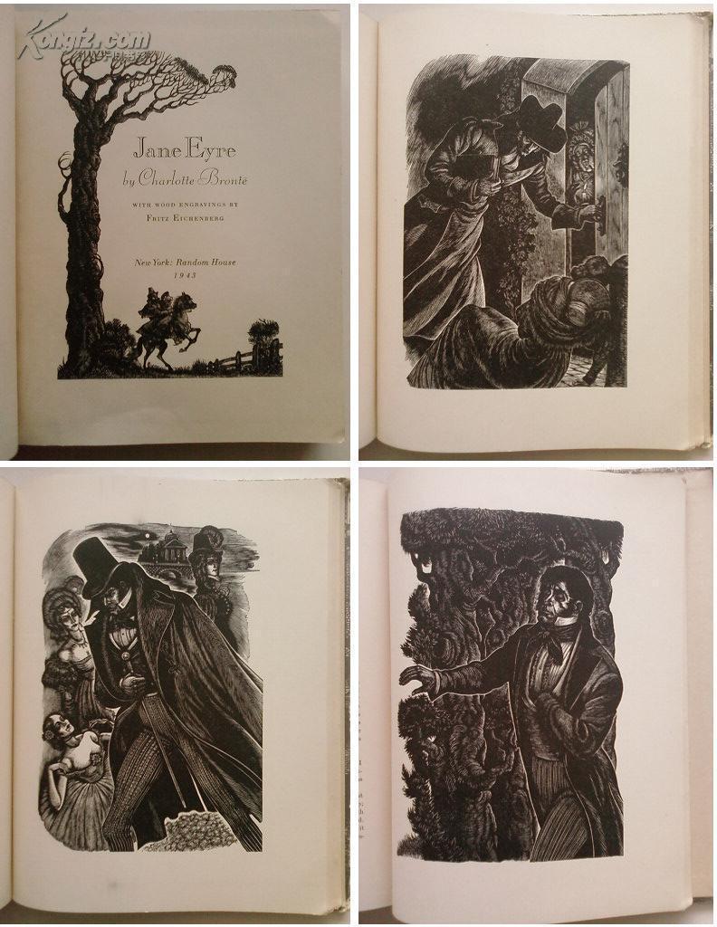 jane eyre 简爱 1943年英文原版 内有很多木刻插图 拍品编号:14788675